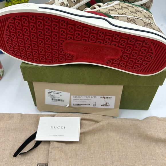 Men's Gucci 1977 tennis high top sneakers size 12 made in Italy - Picture 6 of 10